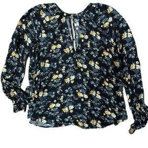 American Eagle Outfitters- Black/ Yellow floral blouse